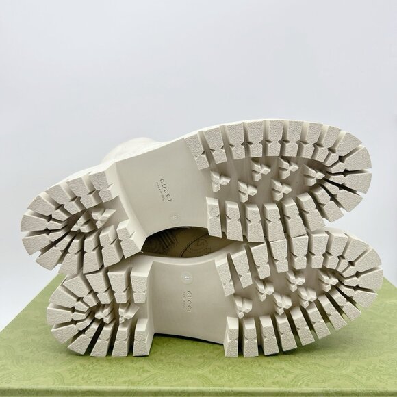 Gucci Marmont GG Interlock Embossed Lace Up Boots White Leather Platform EU 41 - Picture 9 of 13